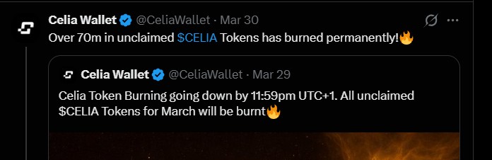 70M Unclaimed CELIA Burned Permanently