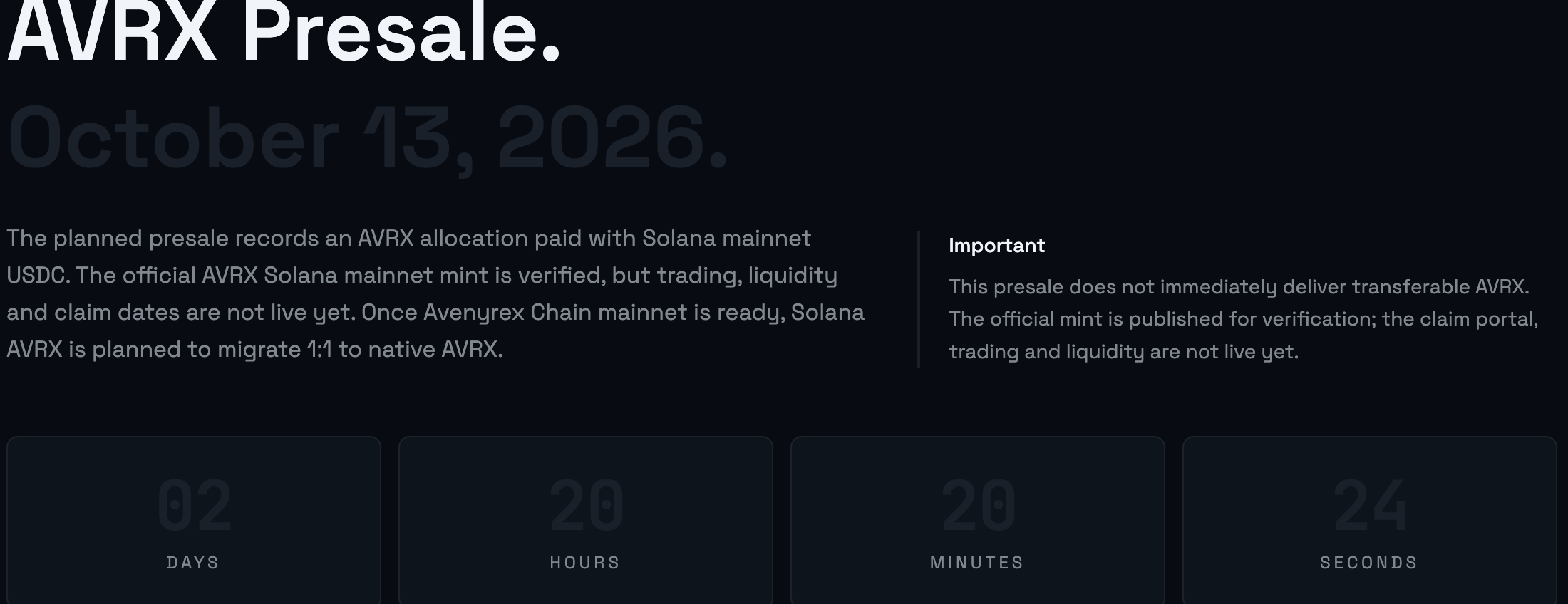 Avenyrex presale page Avenyrex presale page