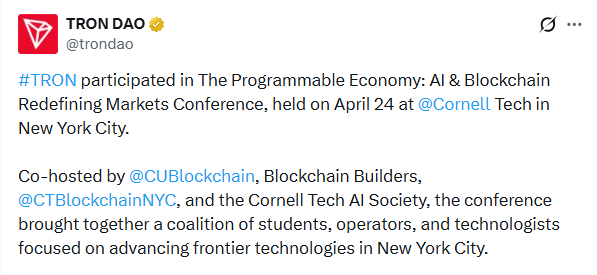 tron DAO offcial X tweet