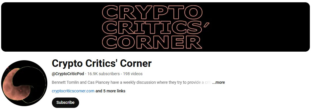 Crypto Critics Corner Crypto Critics Corner