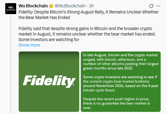 Fidelity noted that despite a strong August rally Fidelity noted that despite a strong August rally