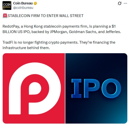 RedotPay U.S. IPO plans $1B Wall Street listing stablecoin firm