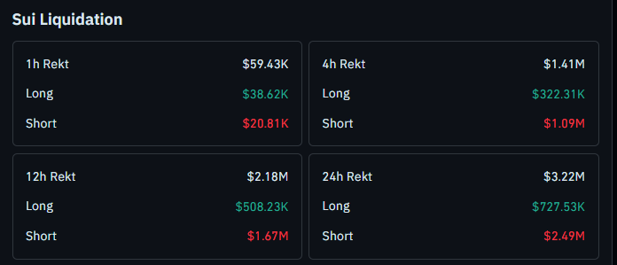 SUI Liquidation Data Today