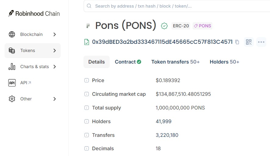 Robinhood Chain block explorer