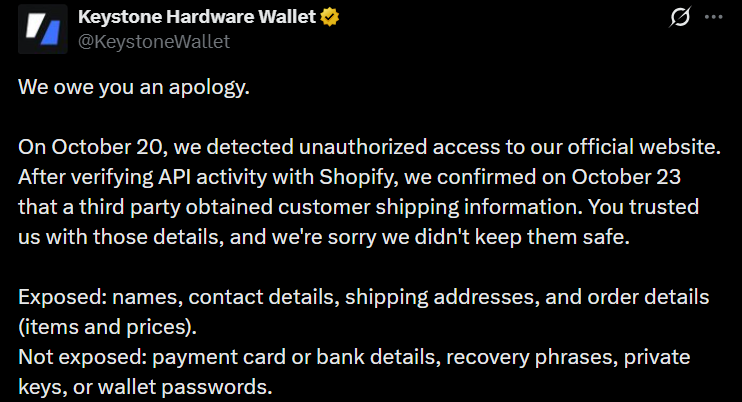Keystone data breach X post Keystone data breach X post