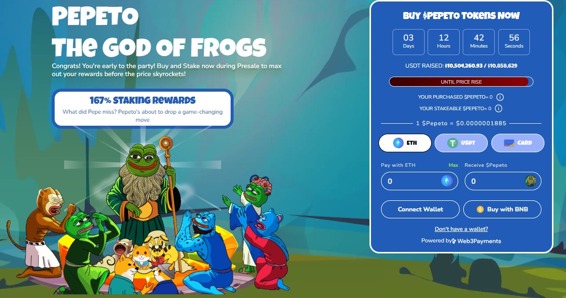the official Pepeto presale page