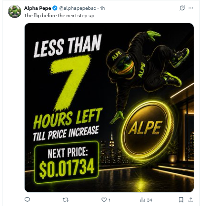 Alphapepe tweet about price increase