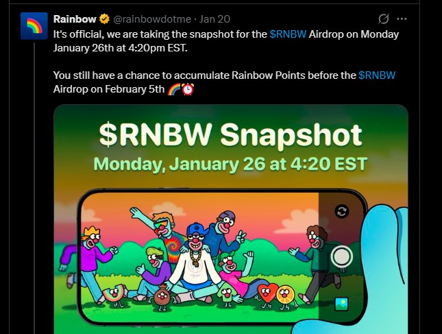 Rainbow Airdrop Snapshot