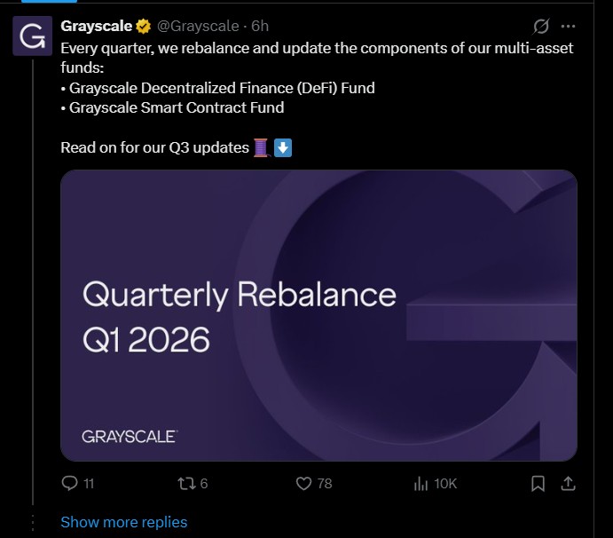 Grayscale Updates DeFi and Smart Contract Funds for Q1 2026