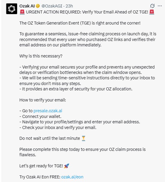 The project official X post urges