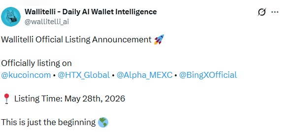 Wallitelli Listing on 4 Exchanges