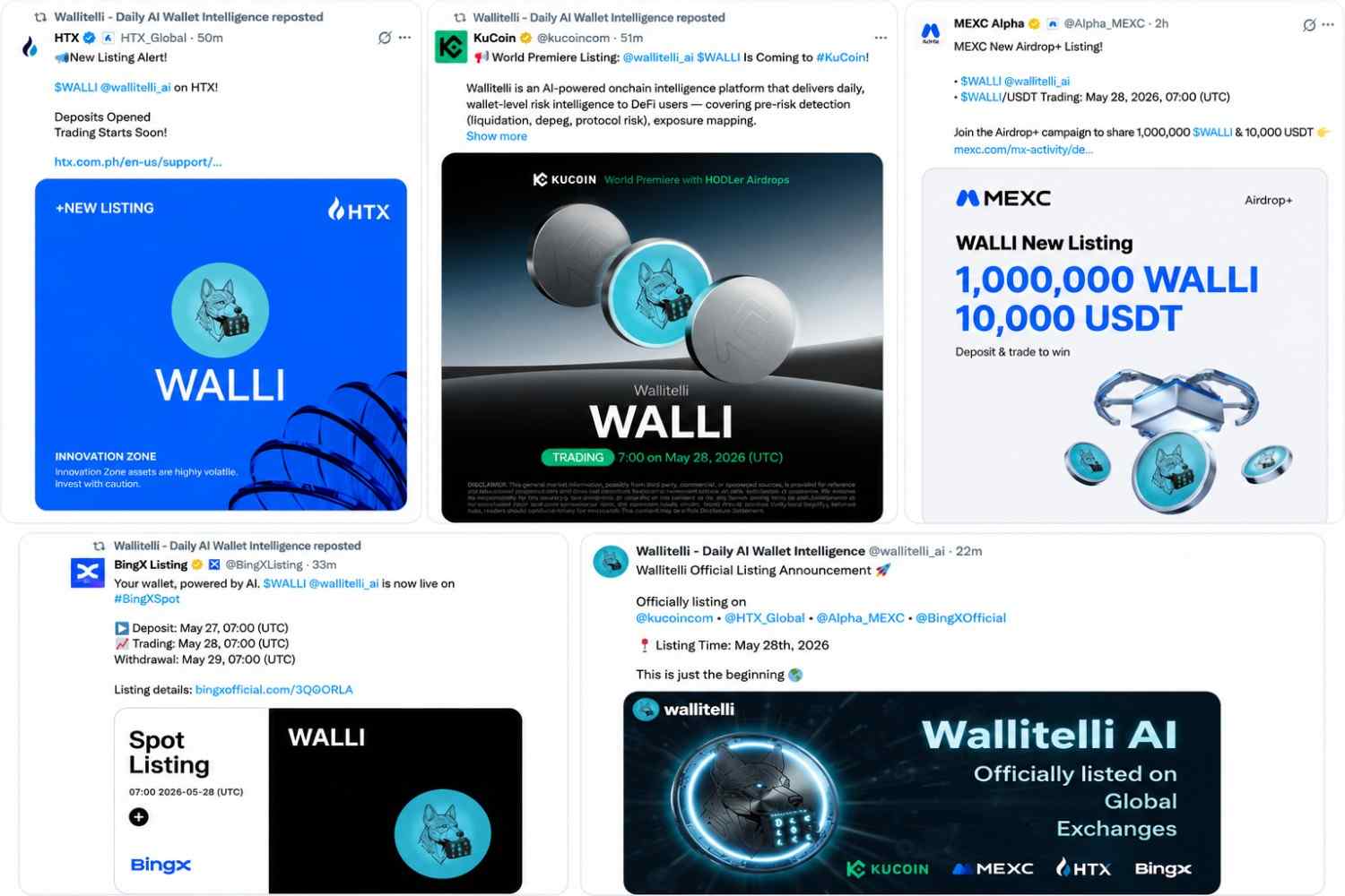 Wallitelli WALLI official listing on KuCoin HTX MEXC BingX May 28 2026 Wallitelli WALLI official listing on KuCoin HTX MEXC BingX May 28 2026