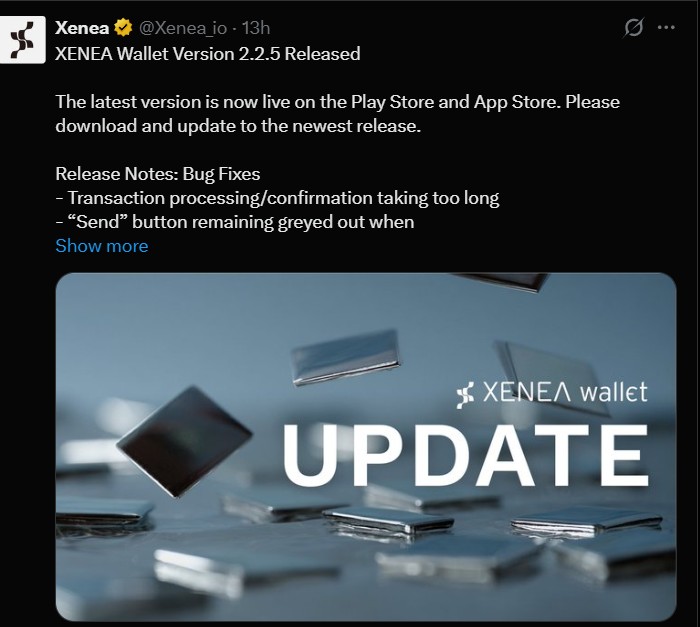 Xenea Wallet Version 2.2.5 Update
