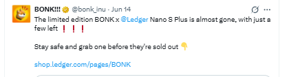 The official Bonk account posted
