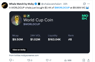 WORLDCUP whale buy $3.4K $9.86M 