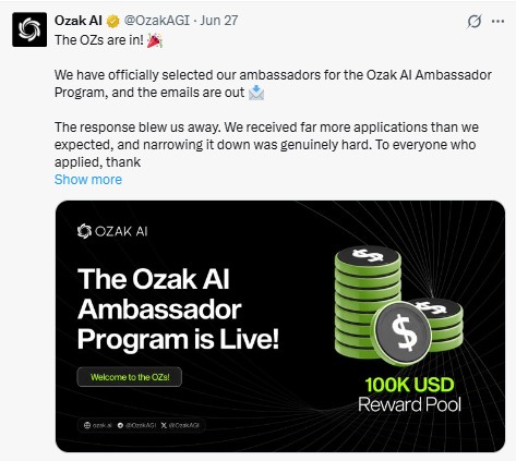 Ozak AI Ambassador Program launch