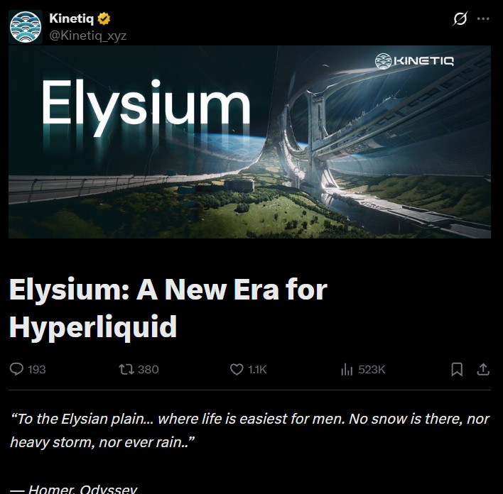 Kinetiq Announces Elysium L2 to Expand the Hyperliquid Ecosystem Kinetiq Announces Elysium L2 to Expand the Hyperliquid Ecosystem
