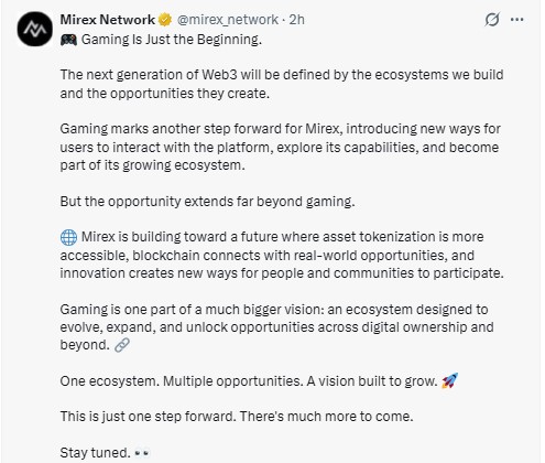 Mirex latest official X post Mirex latest official X post