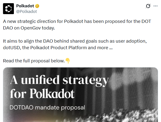 Official Polkadot post on X Official Polkadot post on X