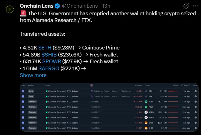 US Government Empties Another Seized FTX/Alameda Wallet