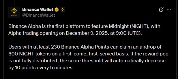 Midnight Cardano Binance Airdrop Midnight Cardano Binance Airdrop