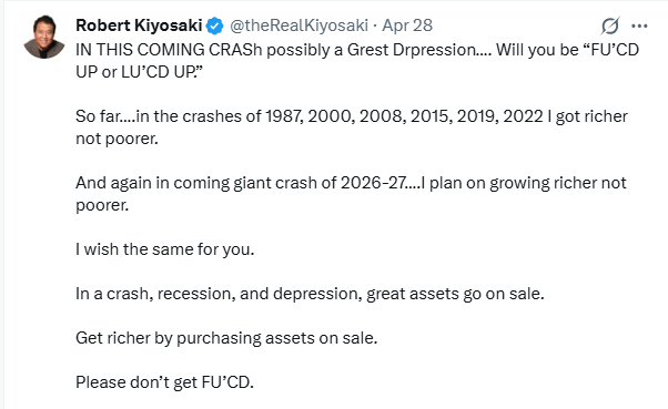 robert kiyosaki tweet on crypto market