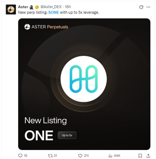 Aster ONE perp listing