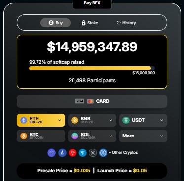 BlockchainFX Presale Dashboard