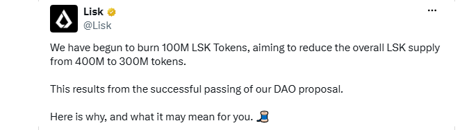 Lisk Token Burn Lisk Token Burn