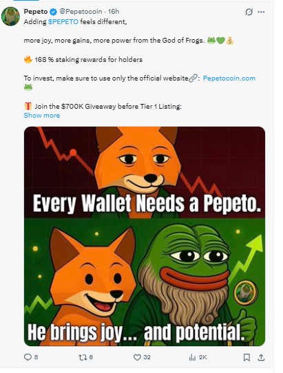 Official Tweet On X Pepeto
