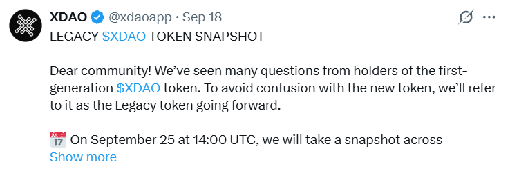 XDAO Snapshot deadline XDAO Snapshot deadline