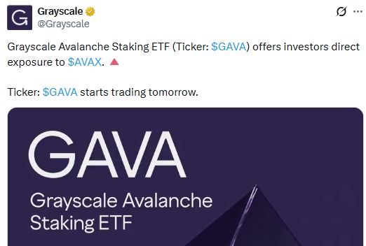 Grayscale avalanche staking etf to begin trading tomorrow