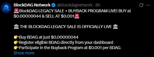 BlockDAG Legacy Sale went live