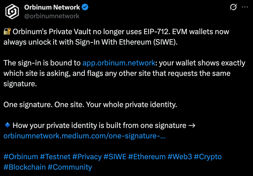 Orbium network official tweet