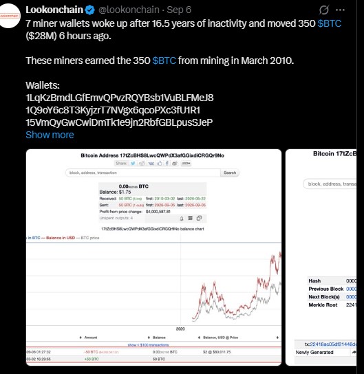 Bitcoin Wallets Move After 16 Years Bitcoin Wallets Move After 16 Years