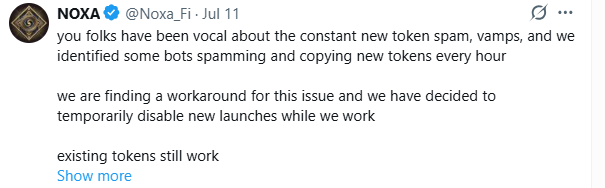 RobinHood Chain’s Launchpad Noxa Shutdown RobinHood Chain’s Launchpad Noxa Shutdown