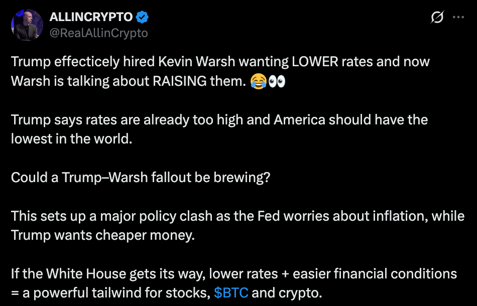 All in Crypto Tweet about Trump