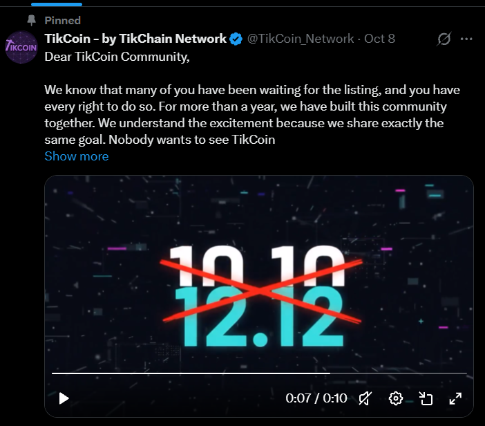 Tikcoin Network Listing Date