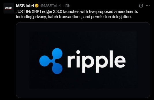 XRP Ledger rolled out version 3.3.0 this week
