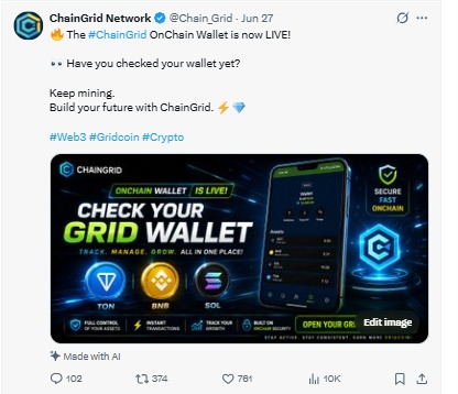 Posted on X by ChainGrid Network Posted on X by ChainGrid Network