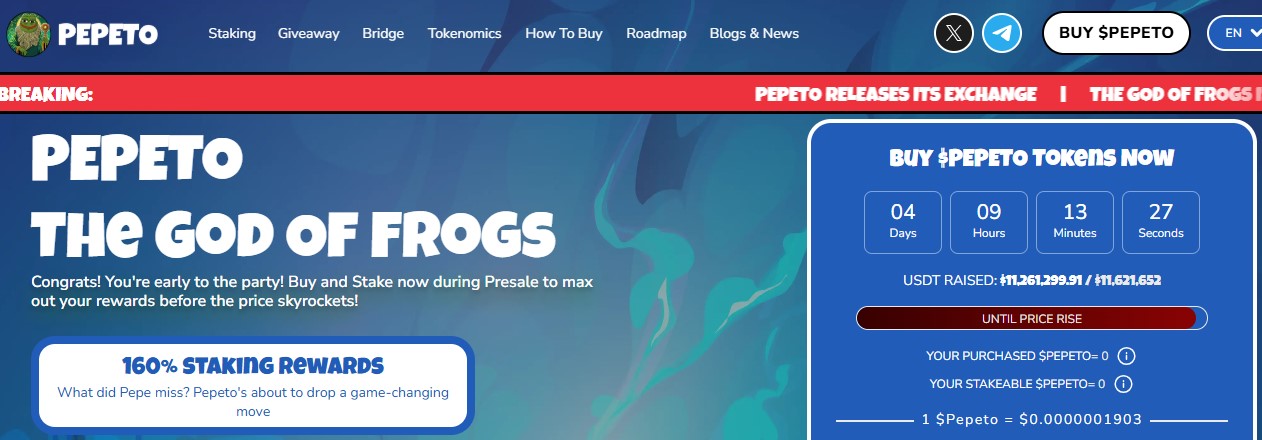 Pepeto Presale Dashboard 
