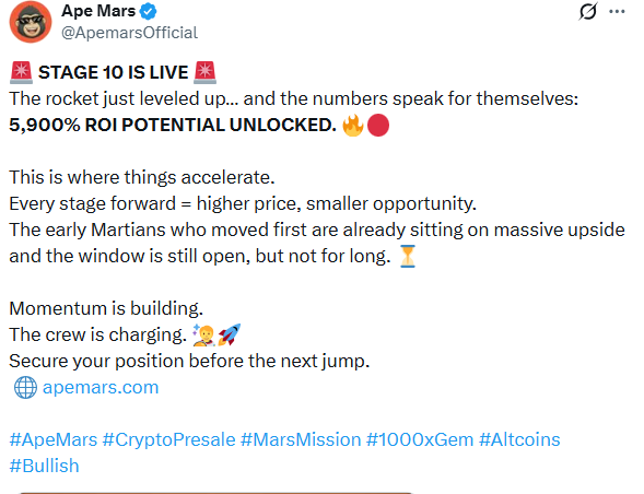 Apemars crypto presale stage 10 is live