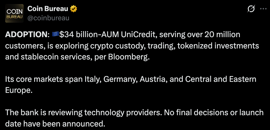 Coin Bureau official Tweet