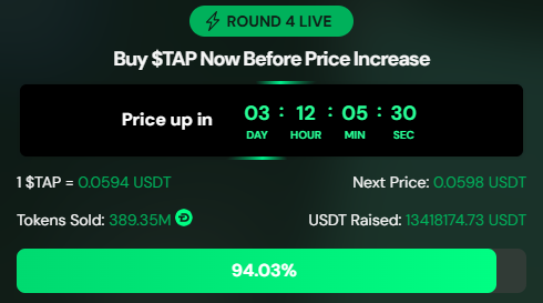 Digitap presale live dashboard
