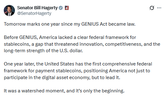 GENIUS Act one year anniversary
