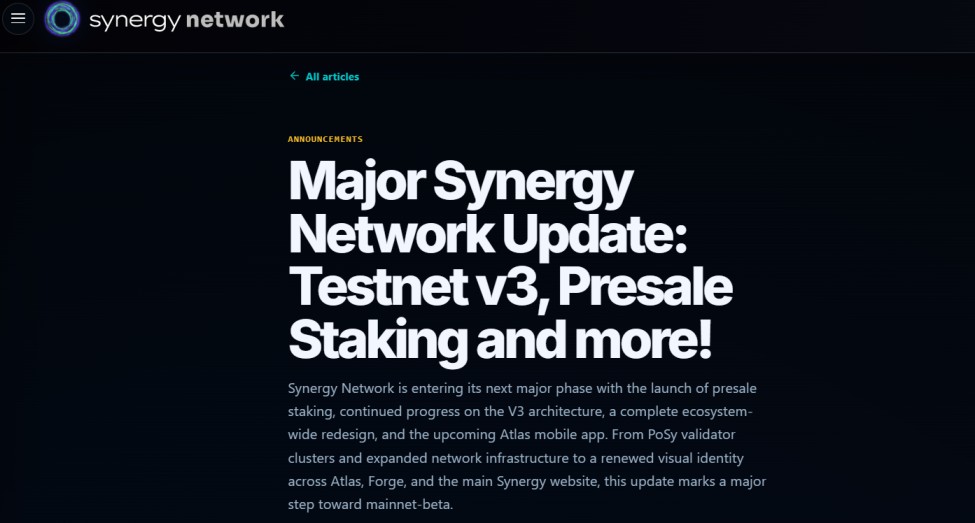 Major Synergy Network update Major Synergy Network update