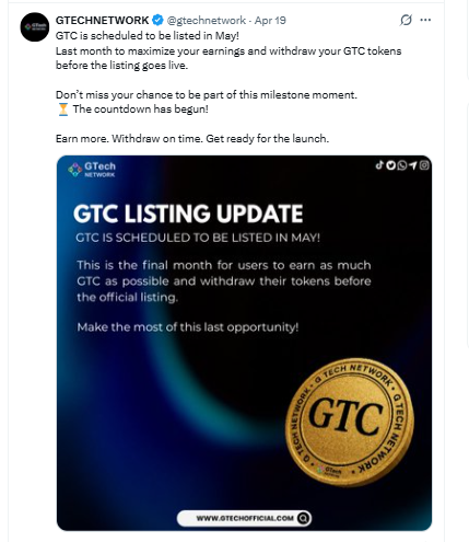 GTC price prediction May 2026 listing countdown