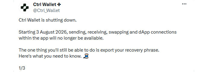 Ctrl Wallet Permanently Exits