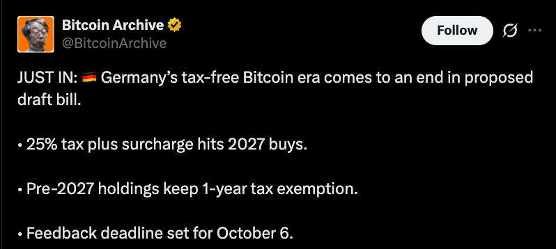 Bitcoin Archive Official tweet