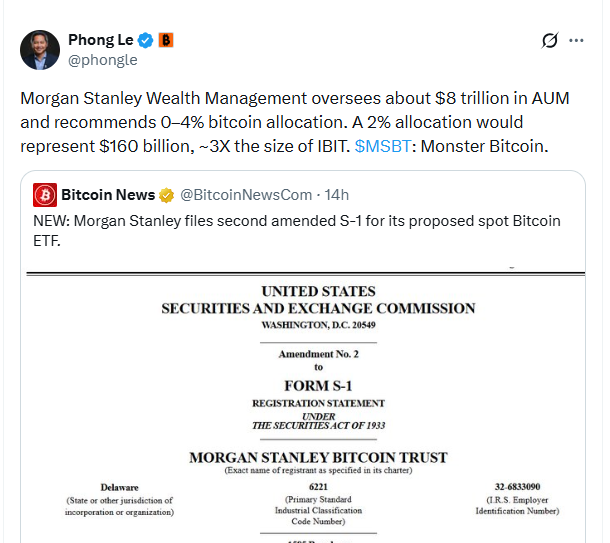 trategy CEO Phong Le talking about the Morgan Stanley spot Bitcoin ETF.